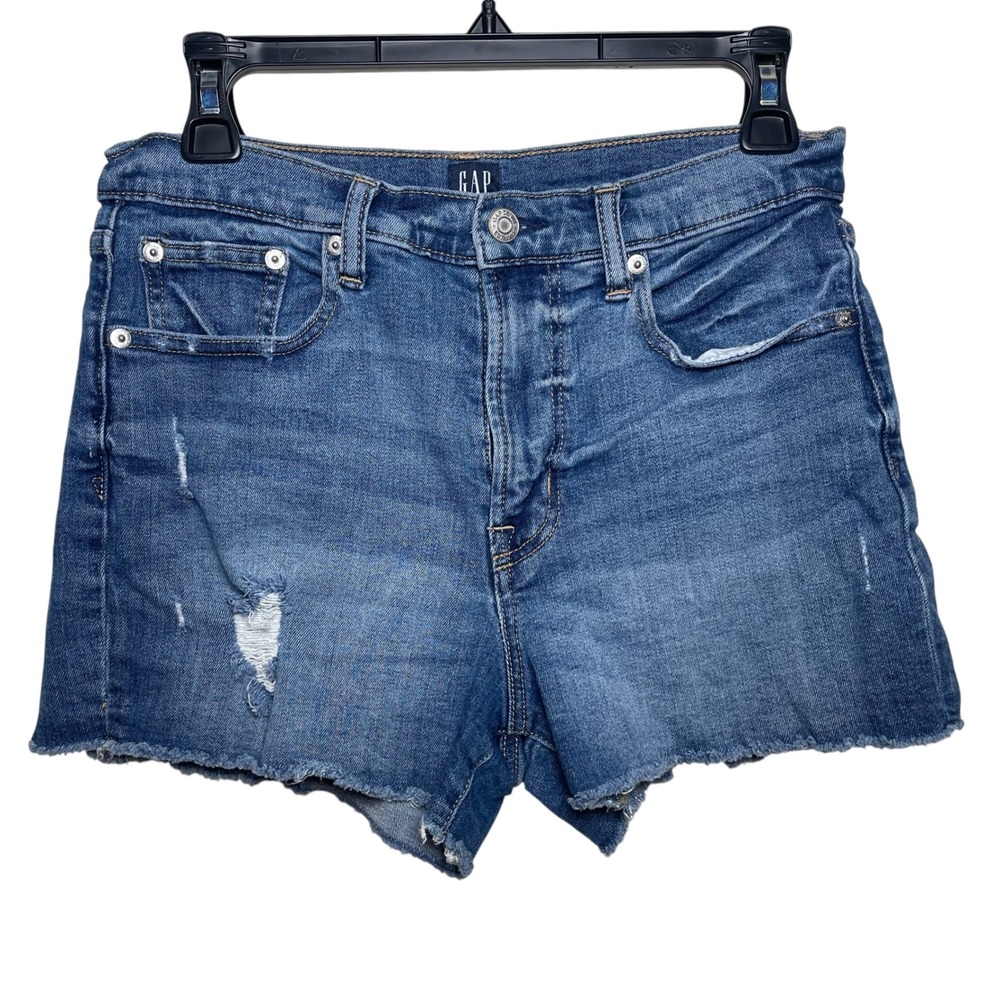 Gap Women Blue Distressed Raw Hem Denim Shorts Size 28/6